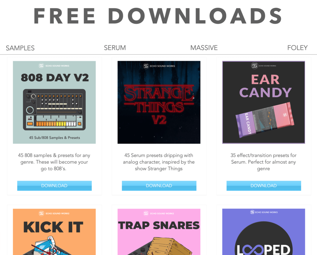 Echo Sound Works Free Downloads Page Preview
