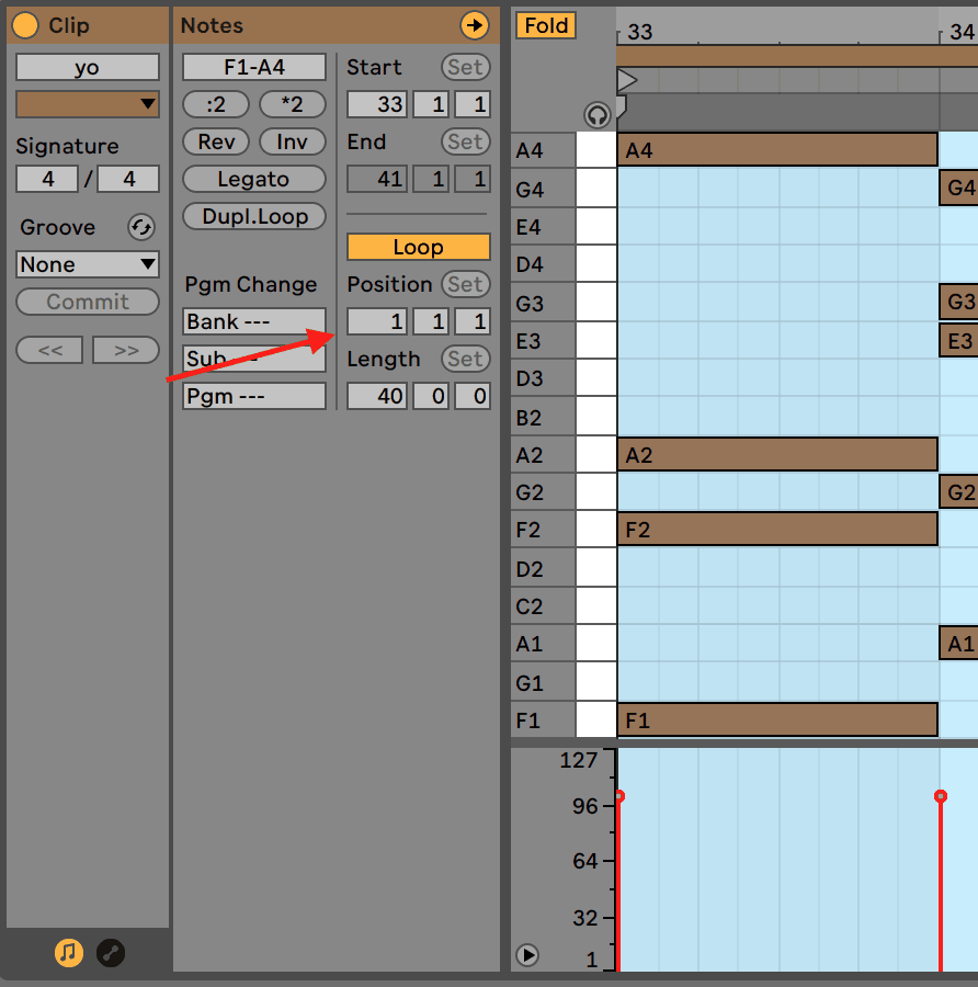 Ableton Live 10 Position and Length MIDI Editor