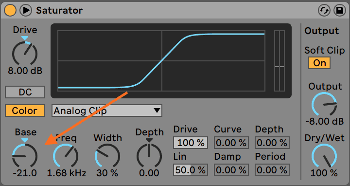 Controlling the distortion base in Saturator