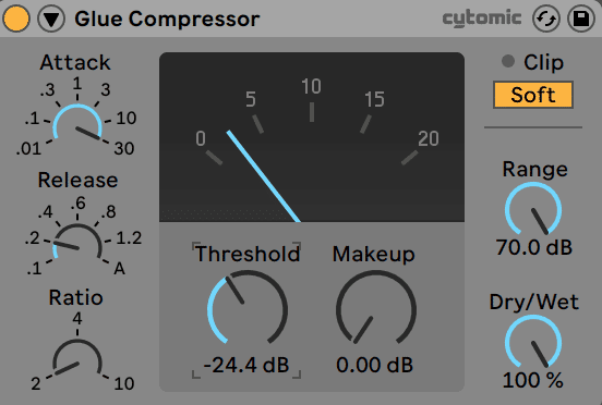 Ableton Live Glue Compressor on Master