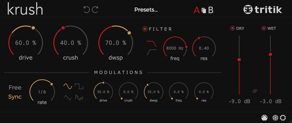 Tritik Krush plugin interface