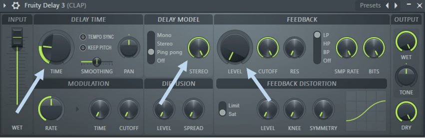 FL Studio Fruity Delay 3 controls