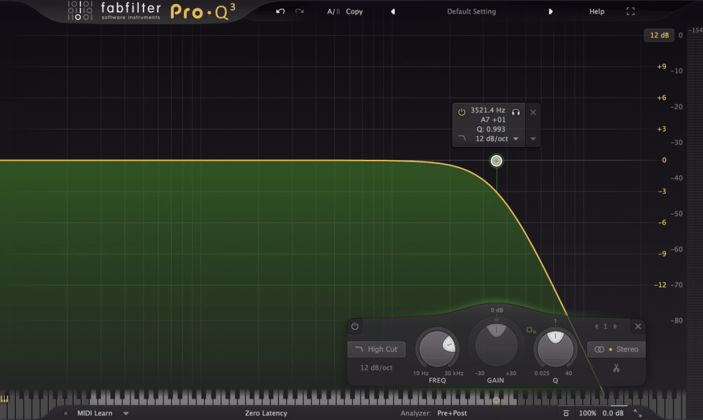 Low pass filter in FabFilter Pro Q 3