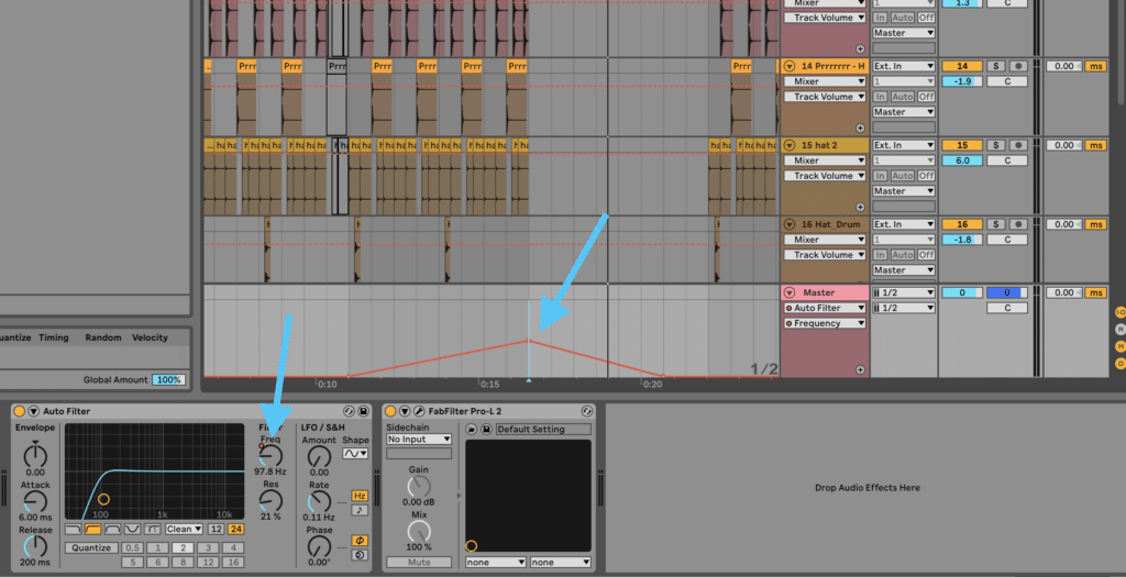 Filter high pass build up in Ableton Live