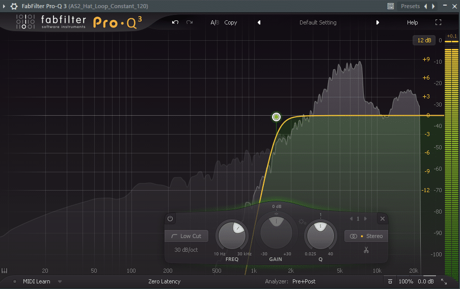 High pass filter in FabFilter Pro Q 3