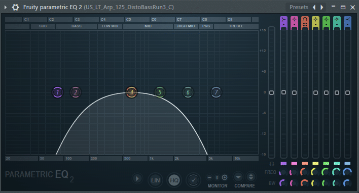 Band pass filter in Fruity Parametric EQ 2