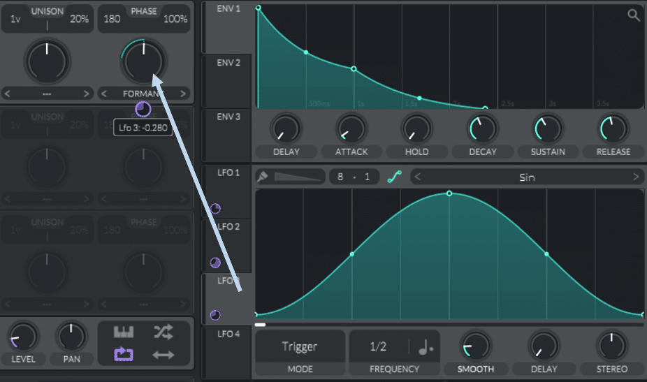 Vital synth formant morphing modulation