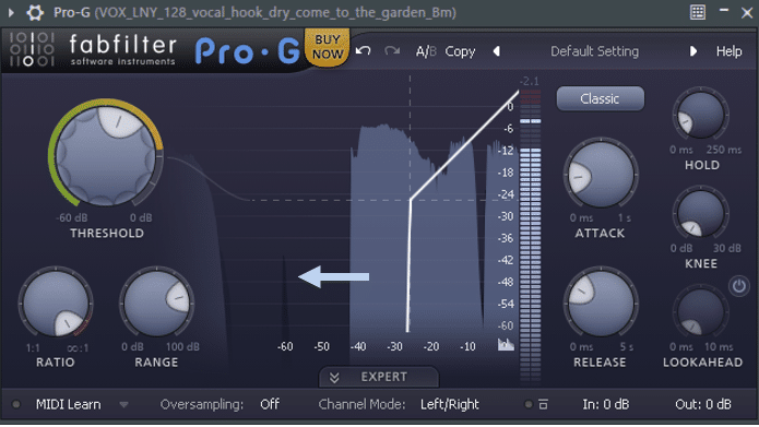 FabFilter Pro-G noise gate display