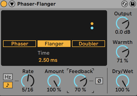 Ableton Live Phaser-Flanger on Flanger mode