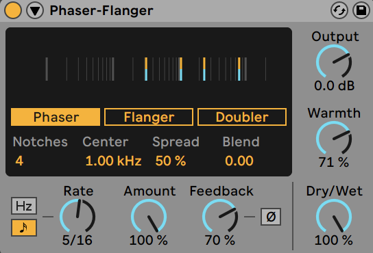 Ableton Live Phaser-Flanger on Phaser mode