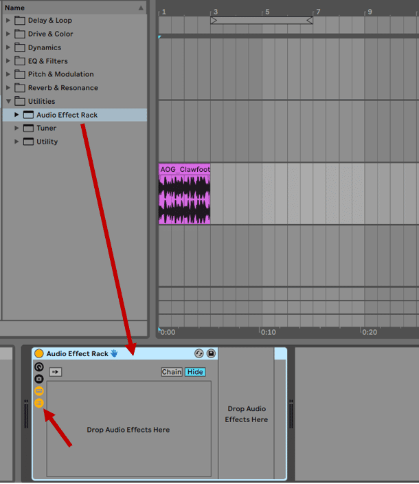 Ableton Live audio effect rack empty