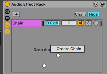 Audio Effect Rack create chain