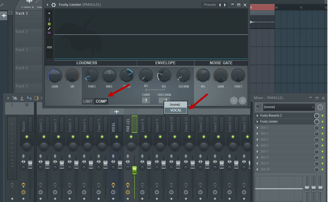 Fruity Limiter compression mode side chain