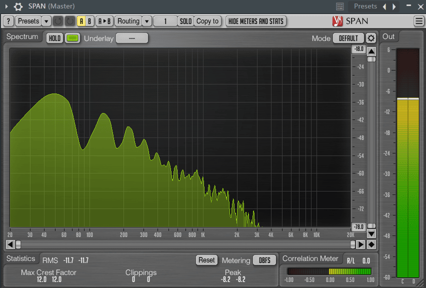frequency spectrum of 808 kick drum SPAN