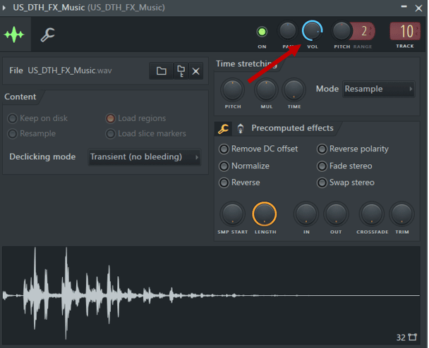 sample settings in FL Studio