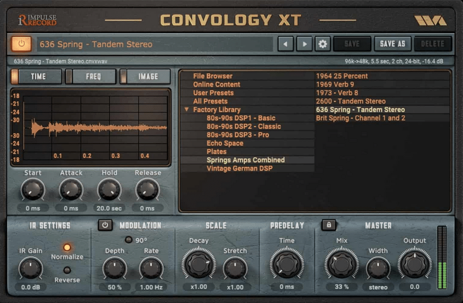 Convology XT convolution reverb plugin