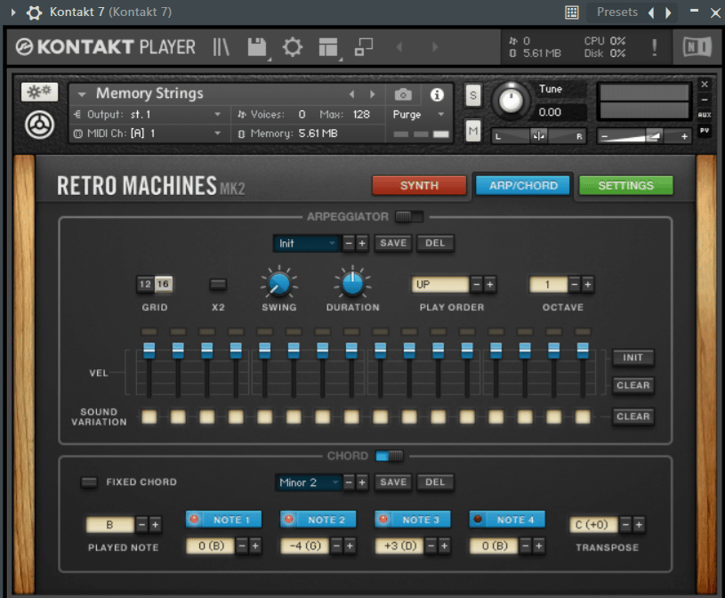 Retro Machines MK2 chord parameters