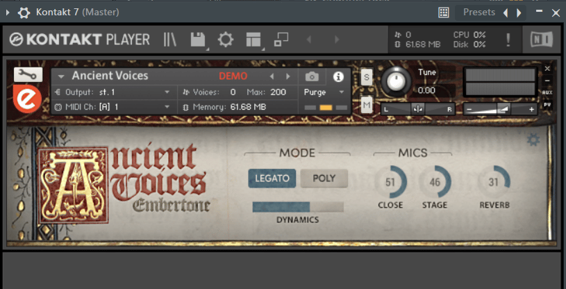 Ancient Voices Kontakt Library interface
