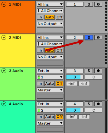 the solo button in Ableton Live