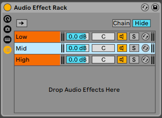 Using Ableton Live's Audio Effect Rack to split frequencies