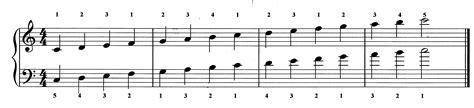 a music scale for both left and right hand