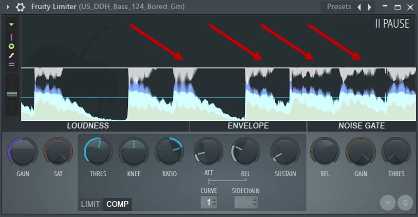 Adjusting the release time in Fruity Limiter