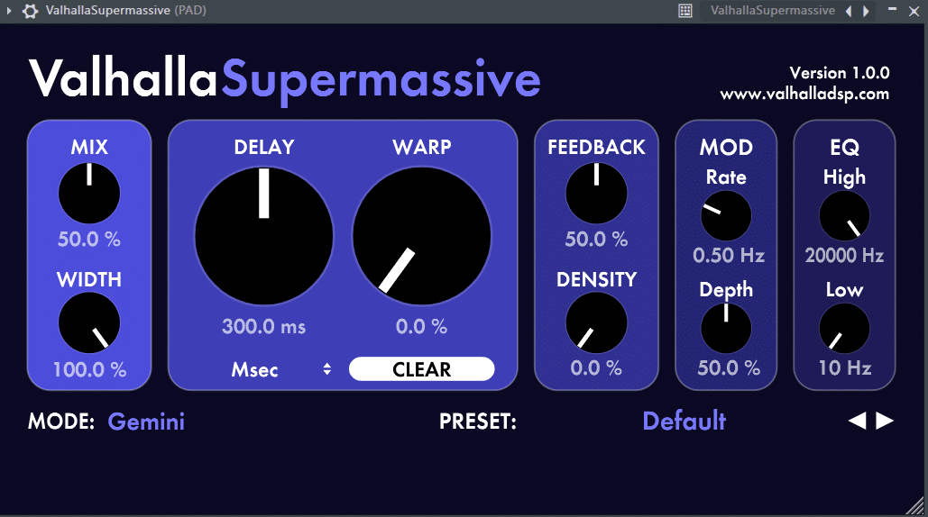 the Supermassive free reverb plugin