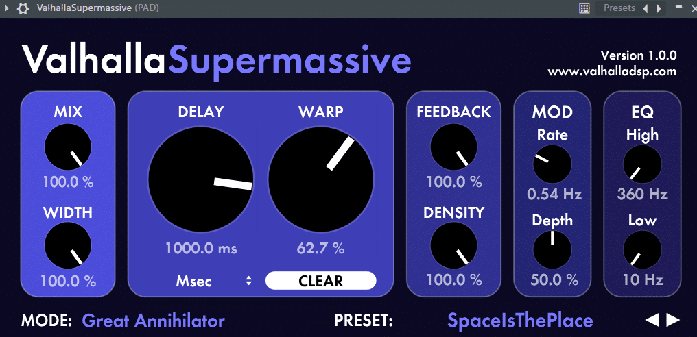 choosing a preset in the Supermassive free plugin