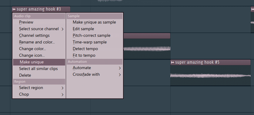 making a sample unique in FL Studio