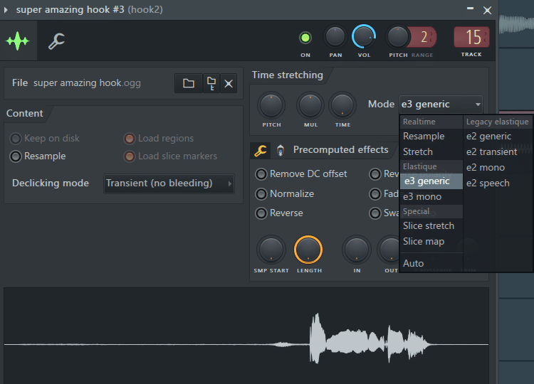 sample settings in FL Studio