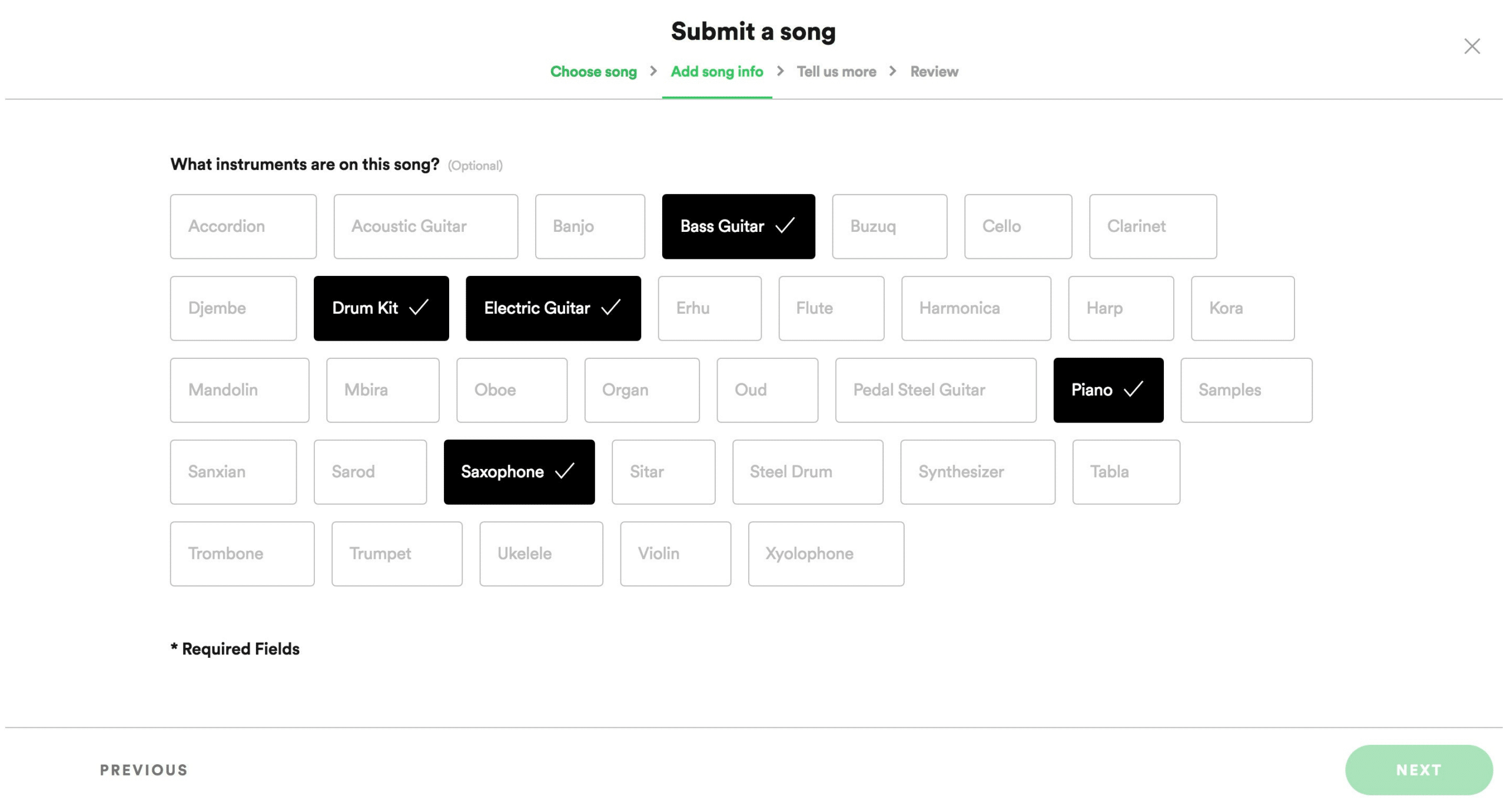 example of submitting a song for an editorial playlist on Spotify