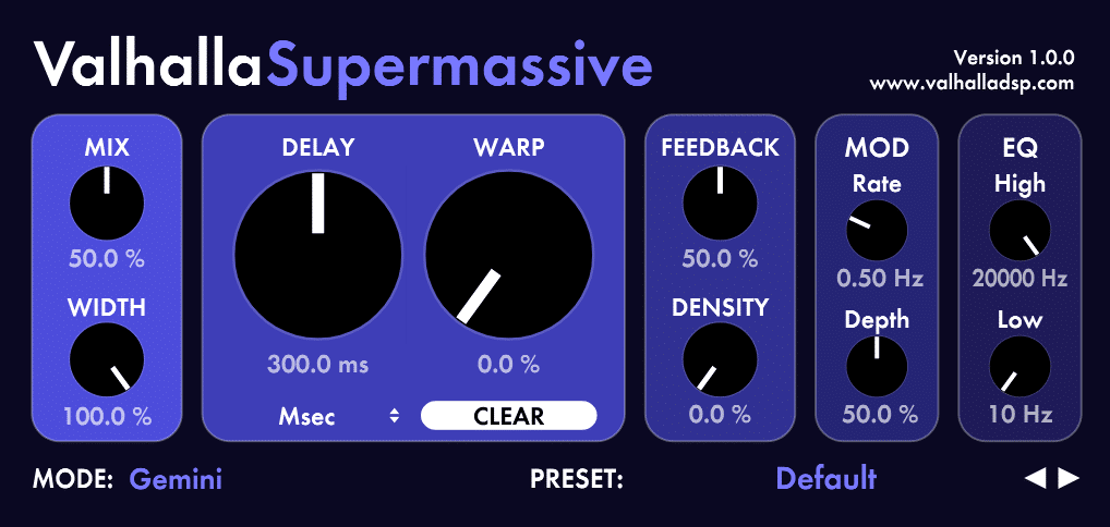 the Valhalla Supermassive reverb plugin
