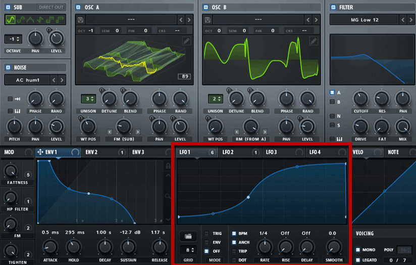 showing the LFO section in Serum
