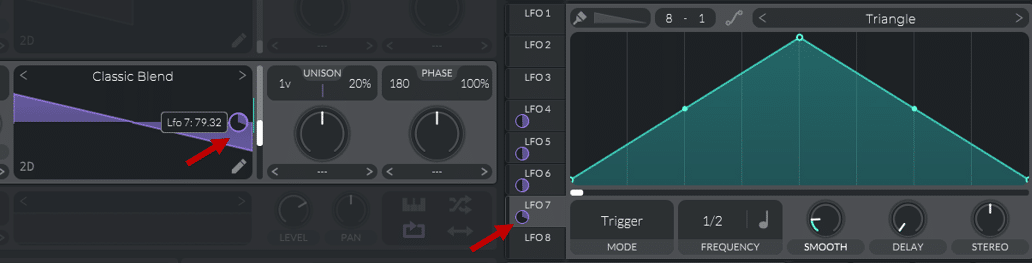 how to set the amount of modulation in Vital