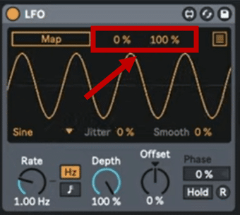how to set the modulation range in LFO 2.0