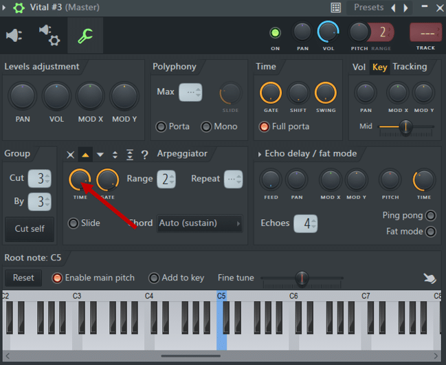 using an LFO to modulate the speed of an arpeggiator