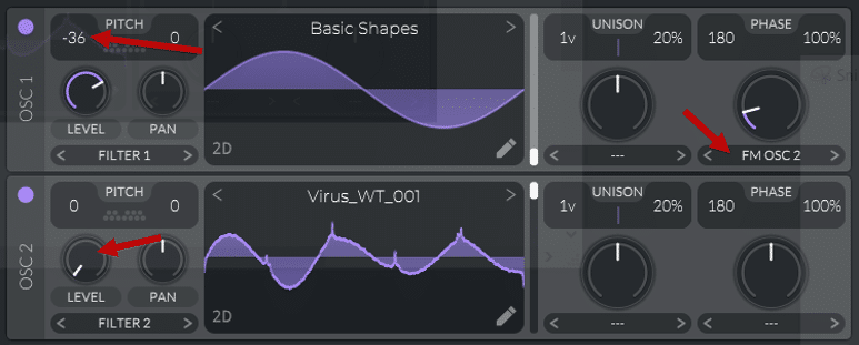 setting the waveforms in Vital for FM synthesis