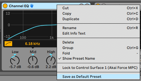 Saving default presets