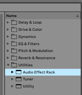 Loading up an audio effect rack