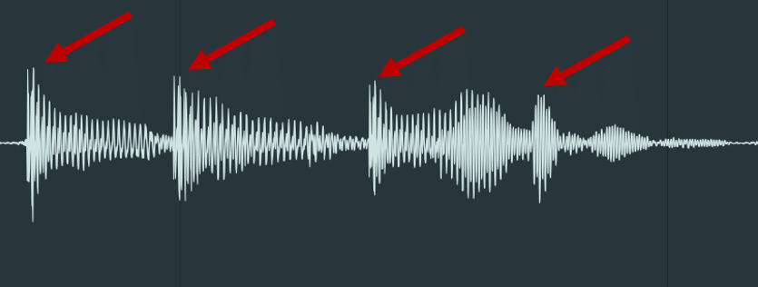 Examples of transients in sound