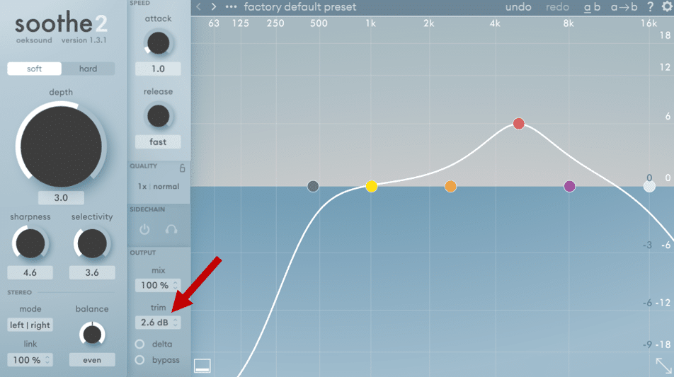 Setting the output level in Soothe2
