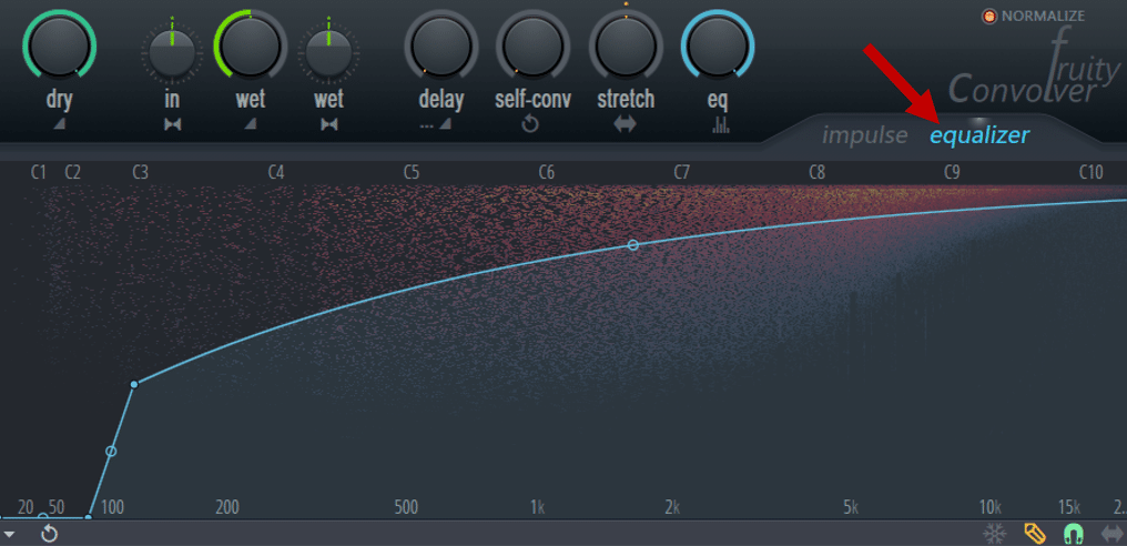 Shaping the reverb with the integrated EQ