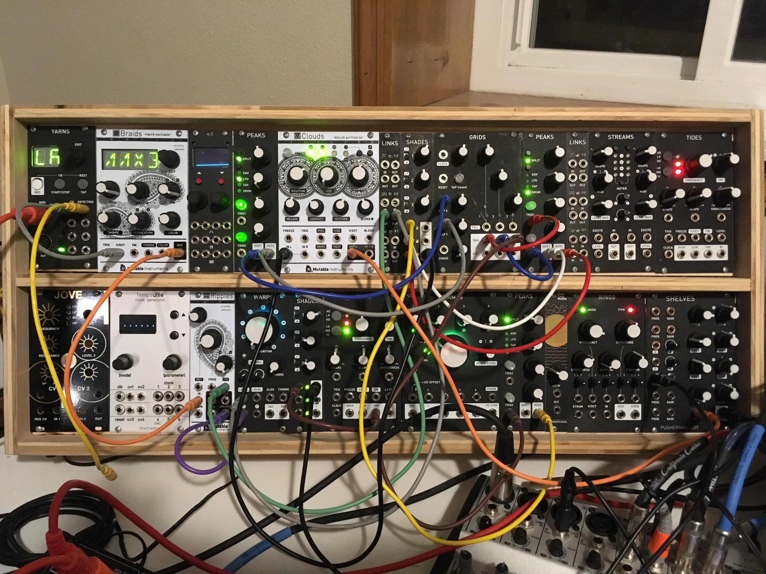 A modular synth setup based on the Eurorack standard