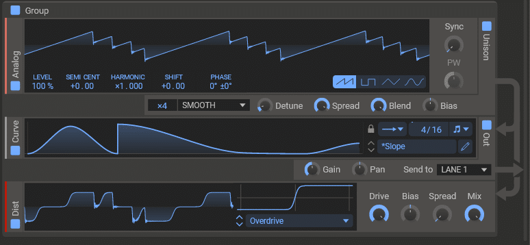 With no Output module after the distortion, I won't hear the distortion