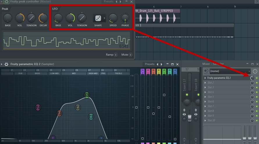 Automating the amount of EQ with an LFO