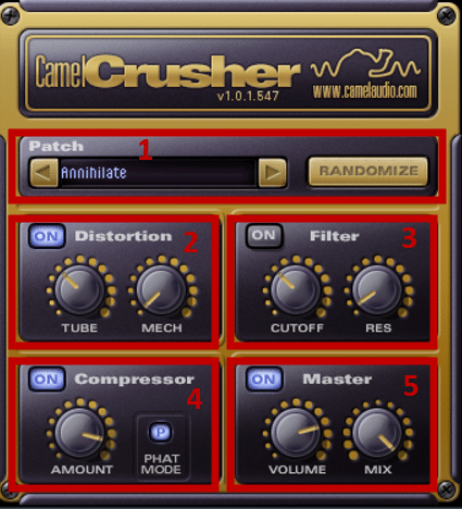 The Camel Crusher interface