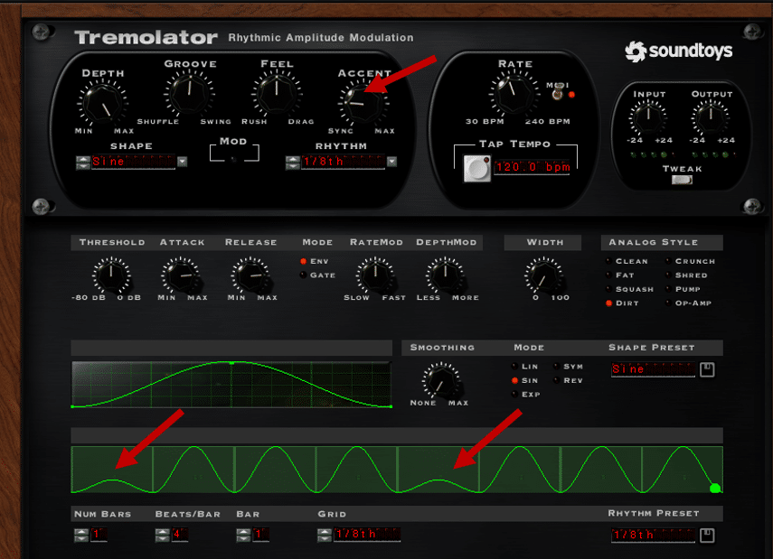 Reducing the accent in Soundtoys Tremolator