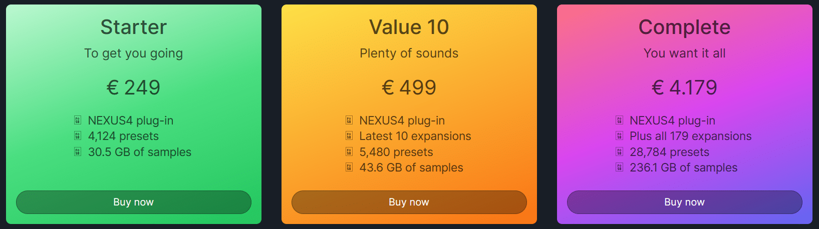 ReFX Nexus pricing plans