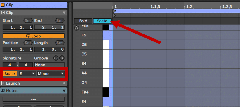 Enabling "Scale" mode in Ableton Live