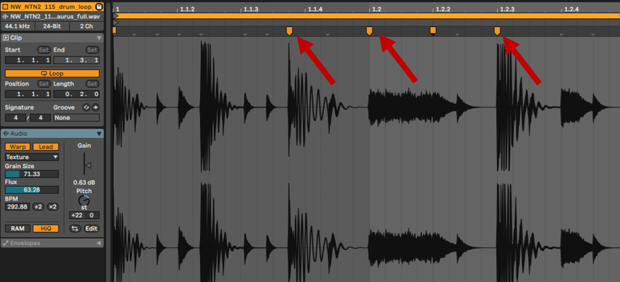 Placing Warp markers in Ableton Live